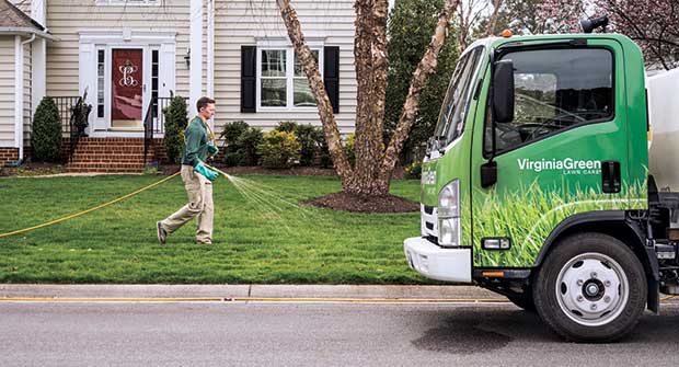 Virginia Green Lawn Care spray tech (Photo: Tony Ventouris)