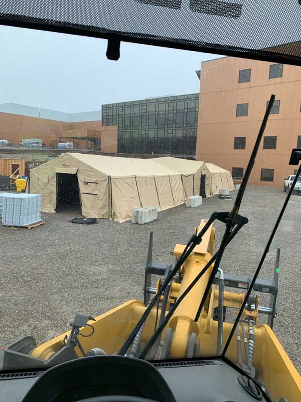 D&B Landscaping helped construct a field hospital at Henry Ford West Bloomfield Hospital in Michigan. (Photo D&B Landscaping)