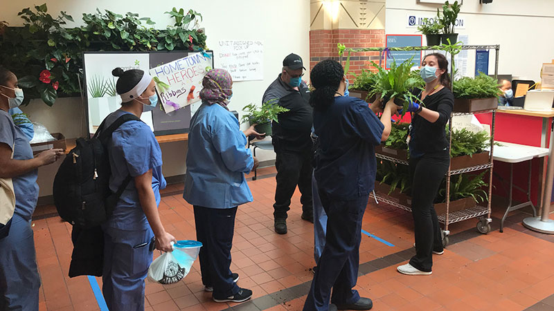Ambius employees donated plants to first responders as part of the company's Hometown Heroes program. (Photo: Ambius)