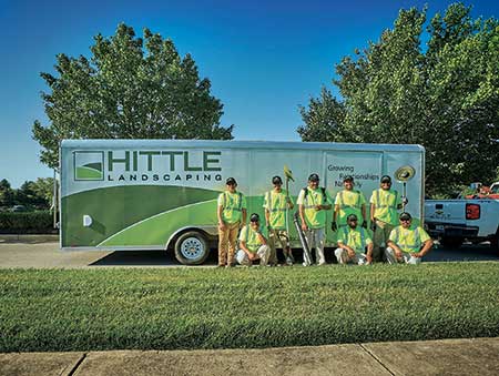 Hittle Landscaping crew members in front of trailer (Photo: Kevin Foster Photography)