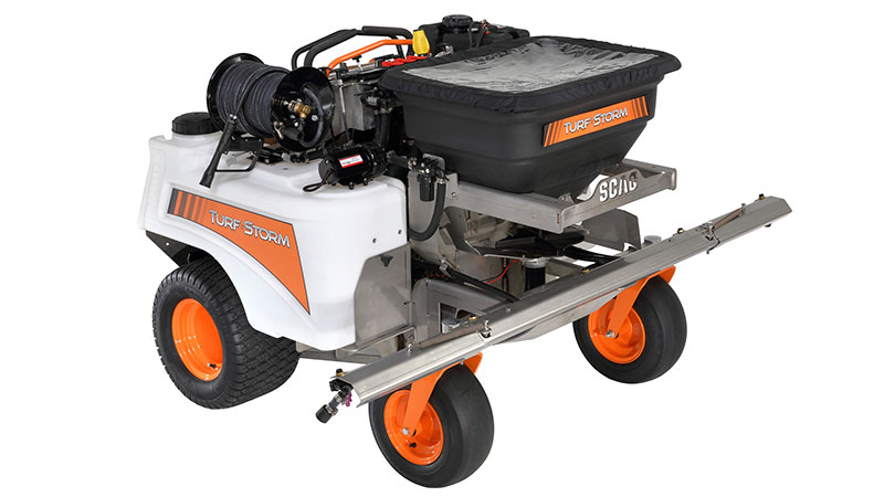 Scag Power Equipment will debut its new Turf Storm stand-on spreader-sprayer product during a live event in October. (Photo: Scag Power Equipment)