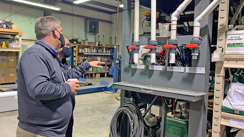 Fall Field Trip attendees got a chance to take a close look the organization system in Grunder Landscaping Co.'s shop. (Photo: LM Staff)