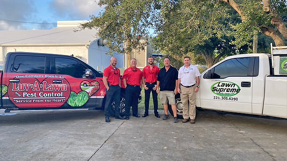 Please Fill Out The Following Fields.From left to right: Kyle Jowers, Joe Valentine and Dylan Gross of Luv-A-Lawn and Pest Control with Rich Randazzo and Austin Wailes of Lawn Supreme. (Photo: The Clendenin Consulting Group)