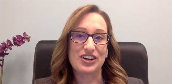 Meg Mason, sr. director of marketing, Hydro Point Data Systems, kicks off the Irrigation Association's Women in Irrigation event. (Screenshot: LM Staff)