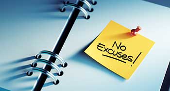 Notebook with "no excuses" post-it note (Photo: XtockImages/iStock / Getty Images Plus/Getty Images)