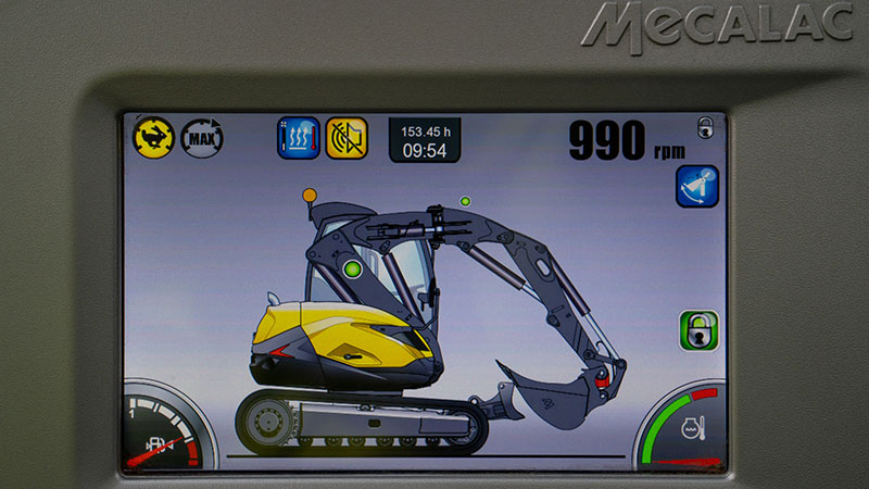 Mecalac offers its Speed Control travel speed management system standard on all MCR crawler skid excavator models. (Photo: Mecalac)