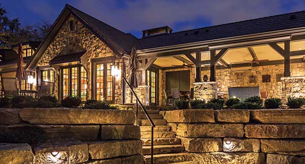 Cascade lights help illuminate pathways and steps. (Photo: McKay Landscape Lighting)