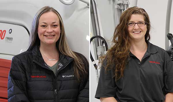 Megan McFarlane (left) and Ashleigh Gross (right). (Photos courtesy of Takeuchi-U.S.)