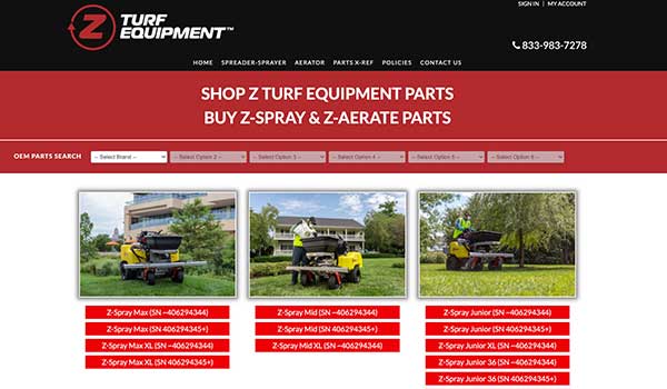 Z Turf Equipment online parts store