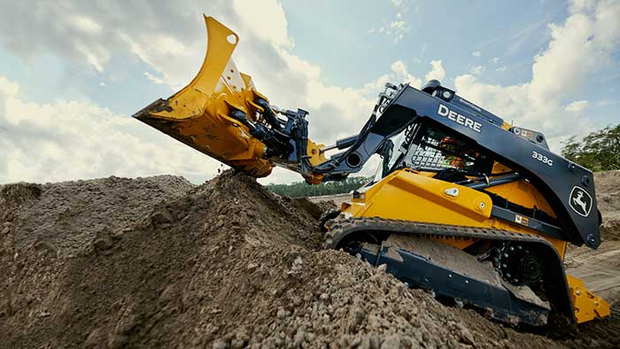 John Deere has added SmartGrade technology for grade control to its new 333G compact track loader. (Photo: John Deere)