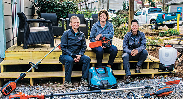 Focused on solutions Pam Dooley (center), owner of Plants Creative of Scottdale, Ga., says having employees like Maka Provost (left) and Hollie Arnold (right) engage with clients has made a big difference for her business. (Photo: Plants Creative)