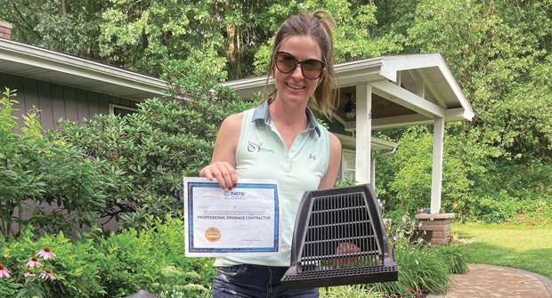 Brittany Auman says the drainage certification course has helped her business gain credibility with potential clients. (Photo: Auman Landscape)