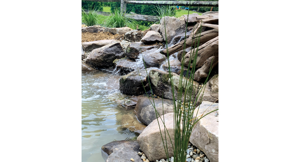 Ponds by George uses rock or driftwood on ponds to enhance the natural effects. (Photo: Ponds by George)