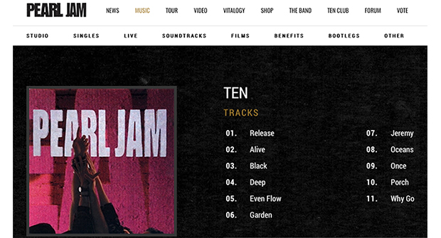 Pearl Jam's album 10 (Photo: Pearl Jam)