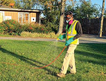 Spray tech treating lawn (Photo: Environmental Enhancements)