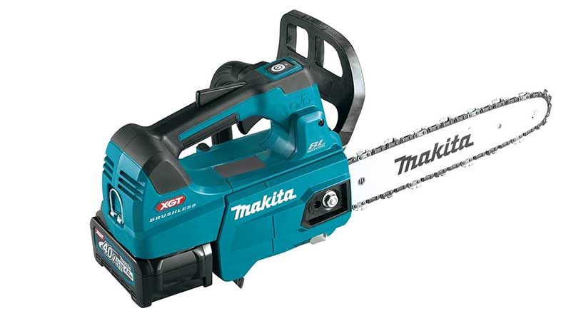 Makita's first chainsaw in the company's XGT System is the model GCU03, with a top-handle configuration. (Photo: Makita)