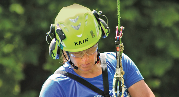 Bear LeVangie (pictured) says there’s a vast network of resources through national, state and local organizations for women looking to pursue or further a career in tree care. (Photo: Women’s Tree Climbing Workshop)