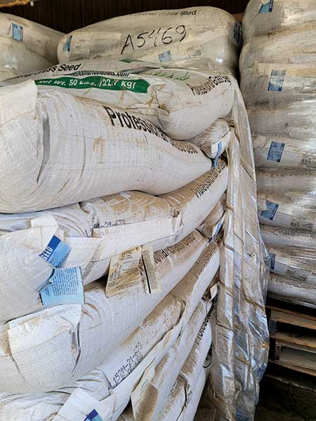 When flooding hit Dan Lyster’s business, more than 250 bags of turf seed were ruined. (Photo: Dan Lyster)