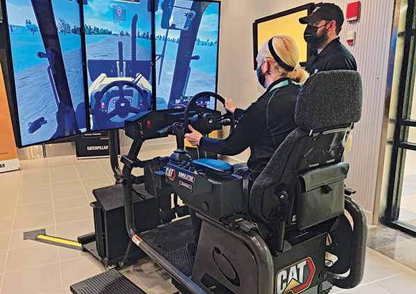 Christina Herrick using Cat simulator (Photo: LM Staff)
