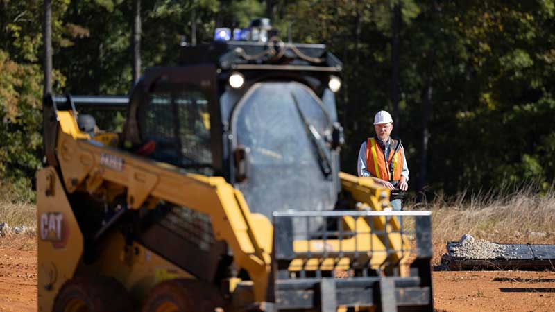 Caterpillar's Cat Command for Loading is available for skid-steer and compact track loaders and will be available in two configurations — line-of-sight at the job site and non-line-of-sight operating via a remote station located off-site. (Photo: Cat)