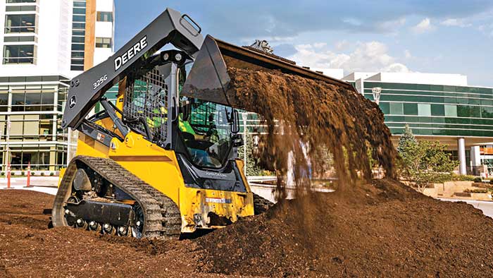 Design-build pros say they choose skid-steers based on factors such as ergonomic features, intended application, gross weight and more. (Photo: John Deere)