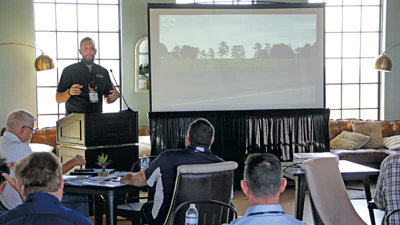 John Perry, president, Green County Fertilizer Co., addresses the LM Growth Summit on day one, during the boardroom presentations. Presentations were limited to 10 minutes each. (Photo: LM Staff)