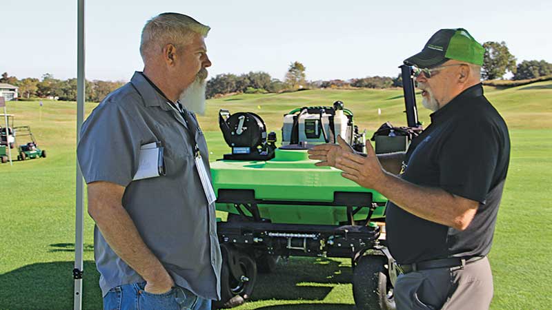 Scot Jones, Steel Green Manufacturing co-founder and and Scott Lamon of Tynic Landscaping. (Photo: LM Staff)