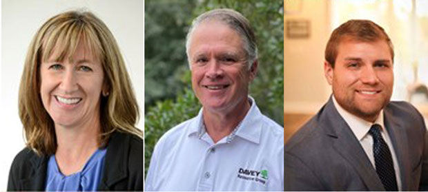 Sarah Halford (left), Tom Petrik (center) and Clinton McFall (right). (Photo: The Davey Tree Expert Co.)