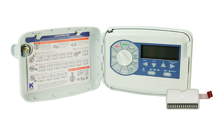 K-Rain Manufacturing's 14-station expansion module for the Pro EX 2.0 modular irrigation controller adds up to 28 zones. (Photo: K-Rain Manufacturing)