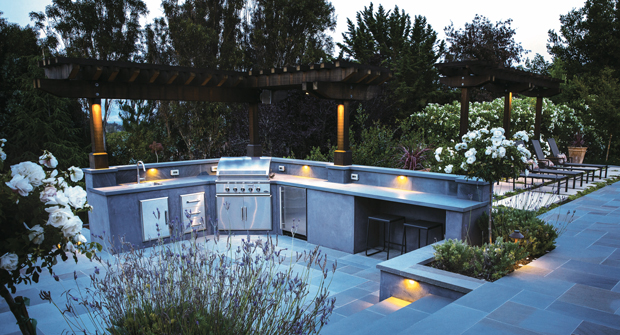 Landscape lighting installation styles vary widely across different U.S. regions, such as more modern looks across the Northeast and West Coast, industry experts say. (Photo: FX Luminaire)