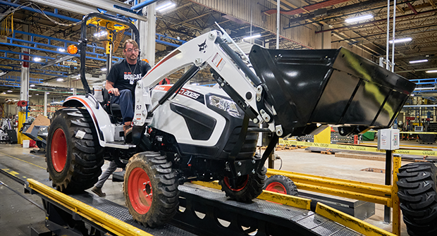 A Bobcat CT2025 compact tractor comes off the line at the company's new Statesville, N.C., facility. (Photo: Bobcat)