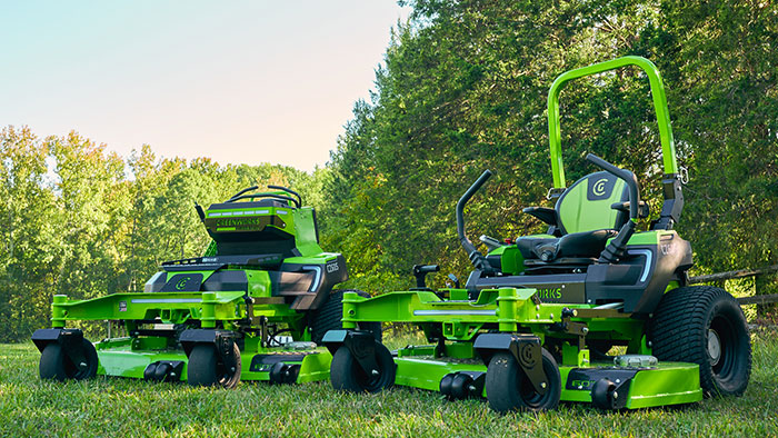Greenworks new OptimusZ zero-turn mowers include include 48-inch, 52-inch and 60-inch ride-ons; 48-inch, 52-inch and 60-inch stand-ons and 32-inch and 36-inch compact stand-on platforms. (Photo: Greenworks)