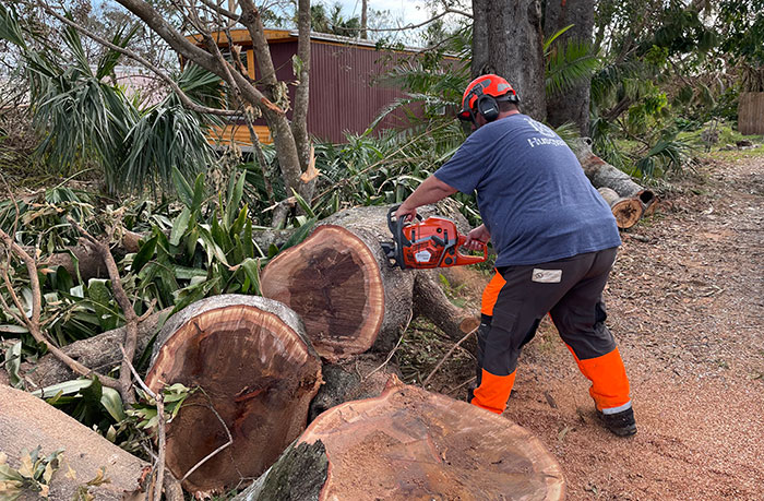 Husqvarna employees volunteered to assist in storm cleanup following the aftermath of Hurricane Ian. (Photo: Christopher Cole)