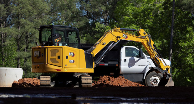 A Caterpillar 306 CR mini excavator with the company's new ease-of-use features installed. (Photo: Caterpillar)