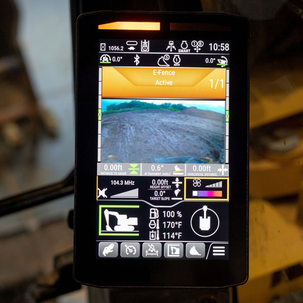 Caterpillar's new E-Fence feature for mini excavators (Photo: Caterpillar)
