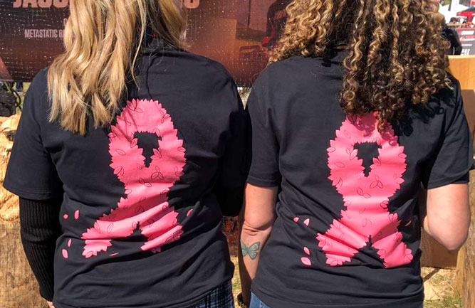 Echo sold custom-made t-shirts with proceeds benefitting breast cancer awareness at Equip Expo 2022 (Photo: Echo)