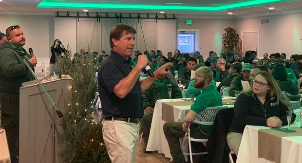 President Phil Key addresses employees at a celebration in Mt. Airy, Md. (Photo: Ruppert Landscape)