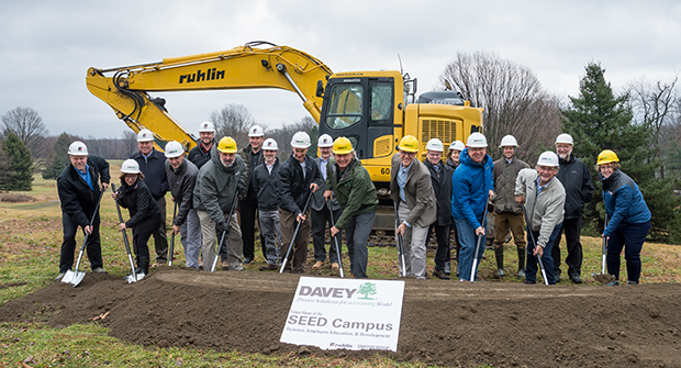 Members of Davey Tree's leadership team break ground on the site of the company's S.E.E.D. Campus. (Photo: Davey Tree)