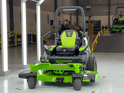 Greenworks new OptimusZ zero-turn mower is one of several tools the company will produce at its new U.S. facility (Photo: LM Staff)