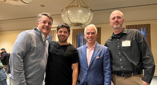 (Left to right) Speakers at the Jeffrey Scott Executive Retreat were Keith Freeman, CEO of the Green Group, Raleigh, N.C.; Jose Andres Genel, director of people and culture for Landscape Renovations in Minneapolis, Minn.; Jeffrey Scott and Kevin Werbrich, president, Werbrich Landscaping, Cincinnati, Ohio. (Photo: LM Staff)