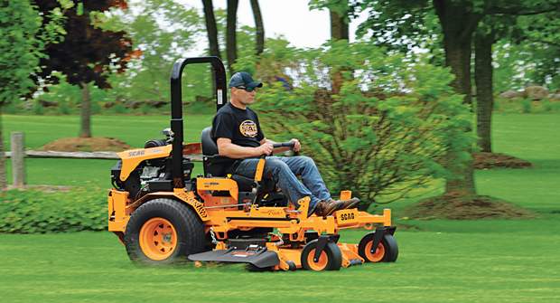 Comfort and availability of parts rank high on the list of landscape professionals’ favorite ride-on mower features. (Photo: Scag)
