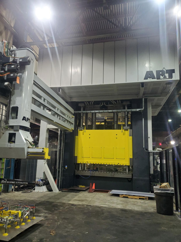 Shown from the unload side, the 2000 Ton AP&T valveless servo press. (Photo: Bobcat)