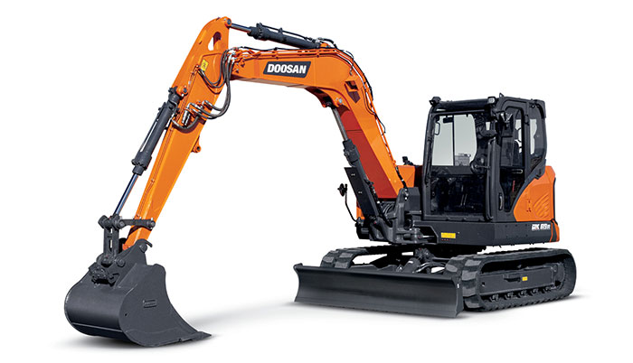 Develon, formerly Doosan Infracore construction equipment, unveiled its newest mini excavator in the -7 series, the DX89R-7, which features greater lifting capacity and more horsepower. (Photo: Develon)