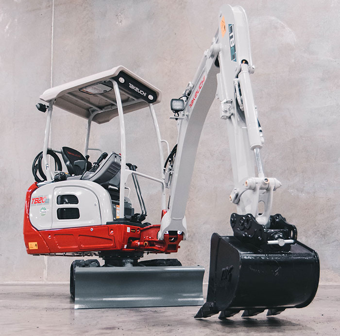 Takeuchi's TB20e is the company's first electric compact excavator. (Photo: Takeuchi)