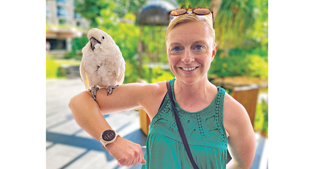Aside from rubbing elbows with movers and shakers in the industry, I said “aloha” to Keoki, a resident of the Westin Maui Resort & Spa. (Photo: LM Staff)