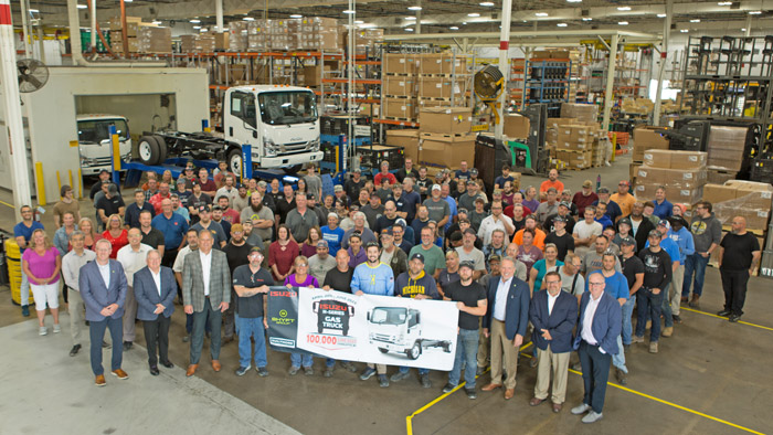 Builtmore Contract Manufacturing facility in Charlotte, Mich., produced Isuzu Commercial Truck of America's 100,000th gasoline-powered N-Series truck. (Photo: Isuzu)