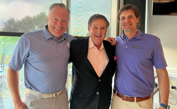 Marty Grunder, CEO of The Grow Group and Grunder Landscaping, Bill Russell and Teddy Russell welcomed guests to a special reception the first night of NALP's field trip. (Photo: LM staff)