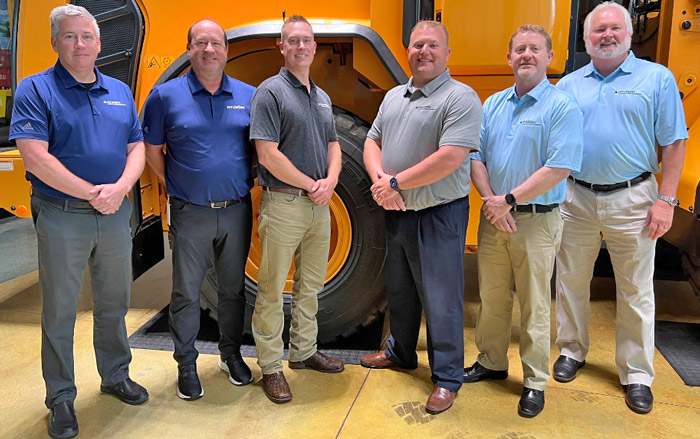 Mike Ross, senior vice president; Darren Wallace, district manager for the central region; Mike Dahs, district manager for the western region; Brian Slavinski, district manager for the northeastern U.S. and eastern Canada; Jeff Pate, vice president of compact sales; and Dale McLemore, senior dealer development and national accounts manager. (Photo: Hyundai)
