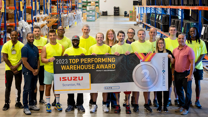 Isuzu's Scranton, Pa., warehouse finished in a tie for second place with CNH Industrial in Reno, Nev. in Carlisle & Co.’s 2023 North American Parts Benchmark. (Photo: Isuzu)