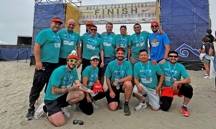 Team 1 at the finish line of the 196-mile relay race. (Photo: Pacific Landscape Management0